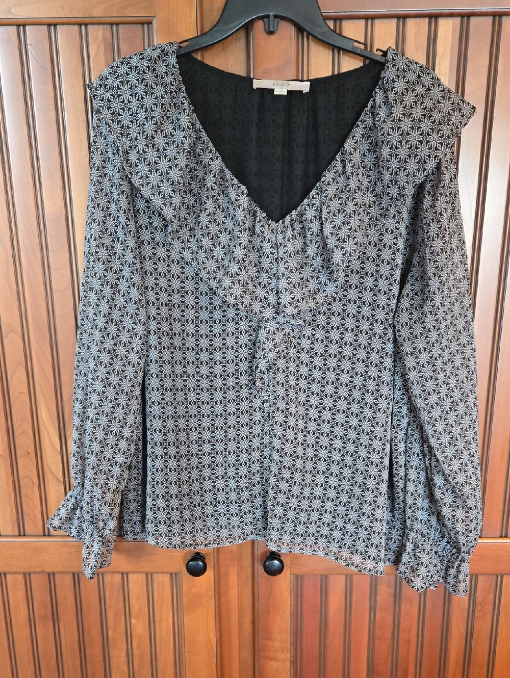 LOFT Black Sheer Blouse